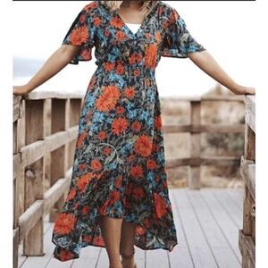 Abel the Label Fantasy Floral Tiered Cottage Core Dress Size XS Vacation Travel
